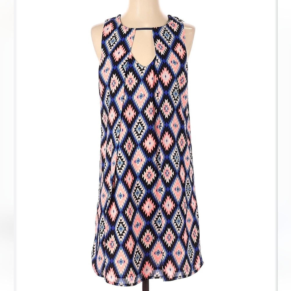 Sugar + Lips Geometric Shapes Sleeveless Summer Dress (Size Medium)